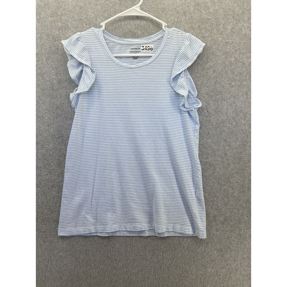 Banana Republic Light Blue Striped Short Sleeve Top